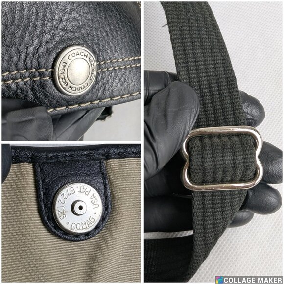 Coach Black Leather Top Zip Crossbody Handbag Purse Snap Pocket - Picture 10 of 11